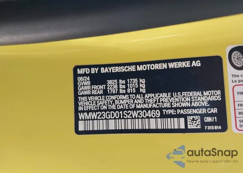 2025 Mini Hardtop Cooper S из США, поврежденный, VIN WMW23GD01S2W30469